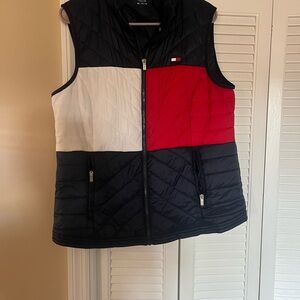 Tommy Hilfiger Red, White, and Black Quilted Vest